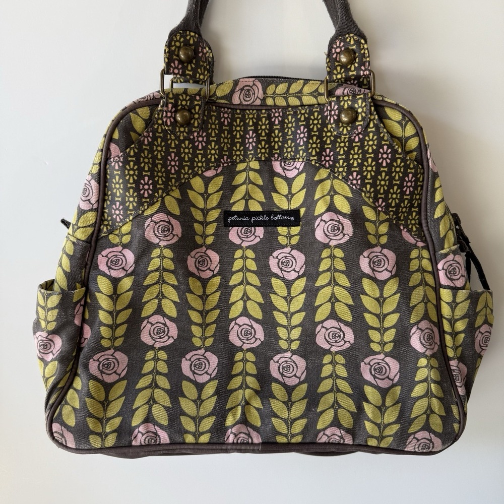 Petunia Pickle Bottom Diaper Bag Floral Convert Backpack Tote Baby Green Pink